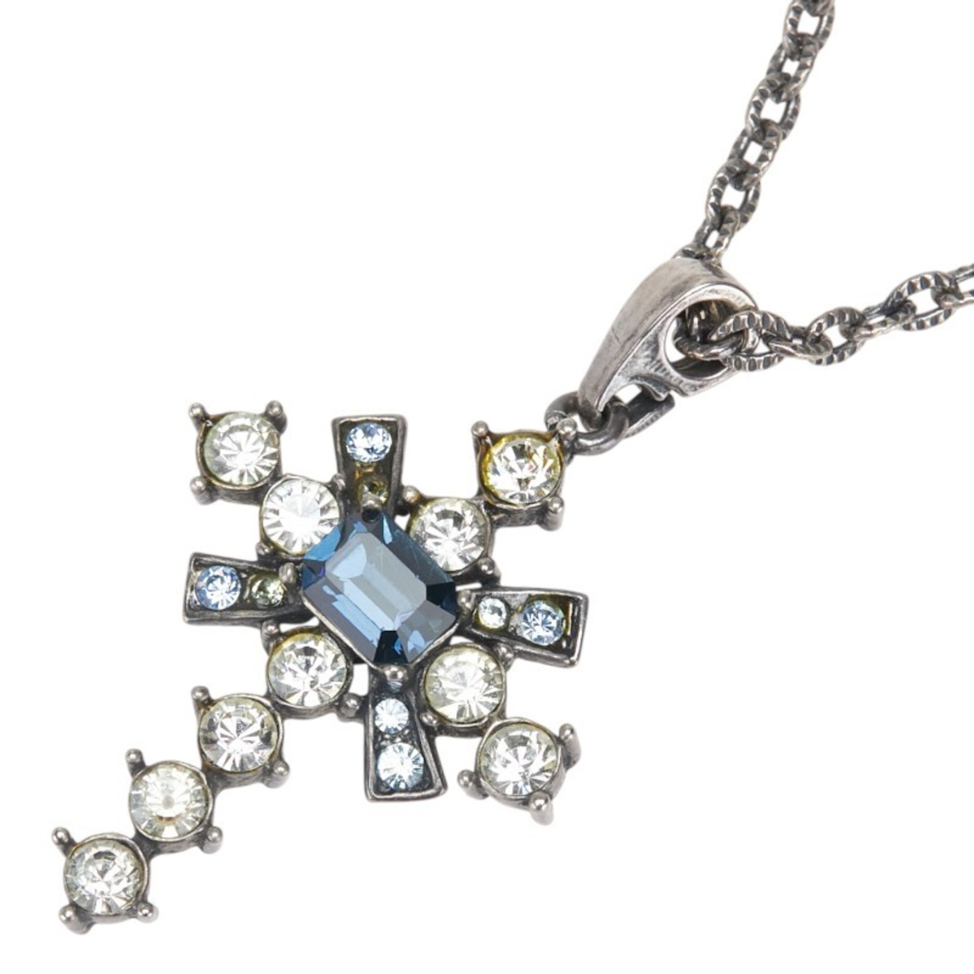 Valentino Cross Motif Jeweled Necklace In Silver And Multicolored Metal For Men 295$